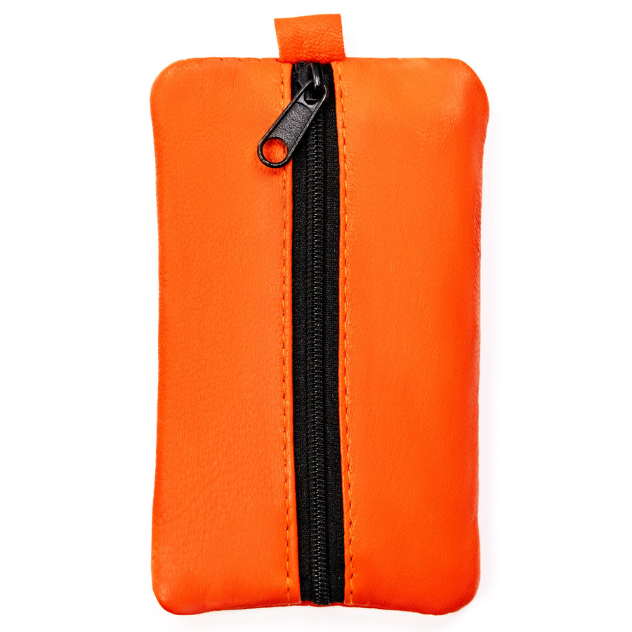 Kompaktowe etui na klucze ze skóry naturalnej w pomarańczowym kolorze
