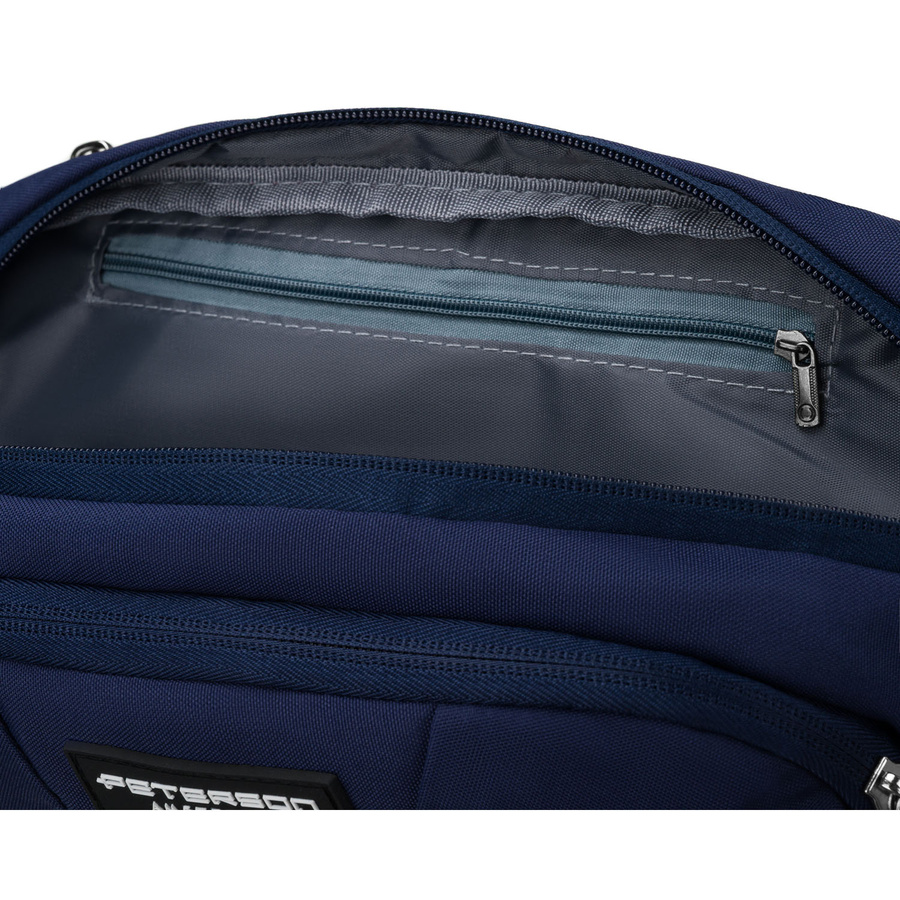Granatowa, sportowa saszetka z poliestru zamykana suwakiem - Peterson