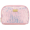 Różowa kosmetyczka z materiału syntetycznego, jednokomorowa - Peterson