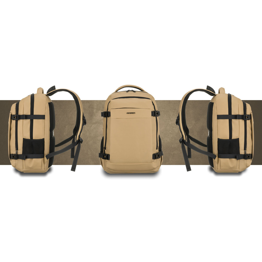 Duży plecak podróżny w kolorze khaki z miejscem na laptopa, dwukomorowy - Peterson