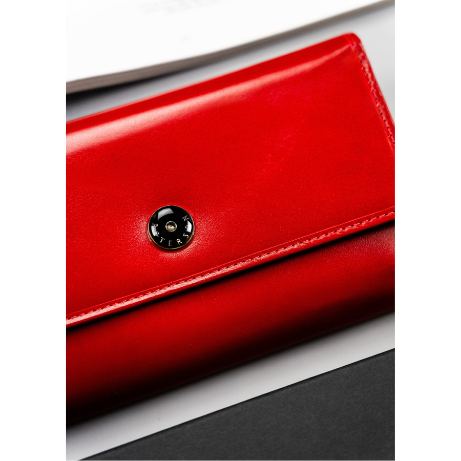 Elegancki czerwony portfel z zewnętrzną kieszonką - Peterson