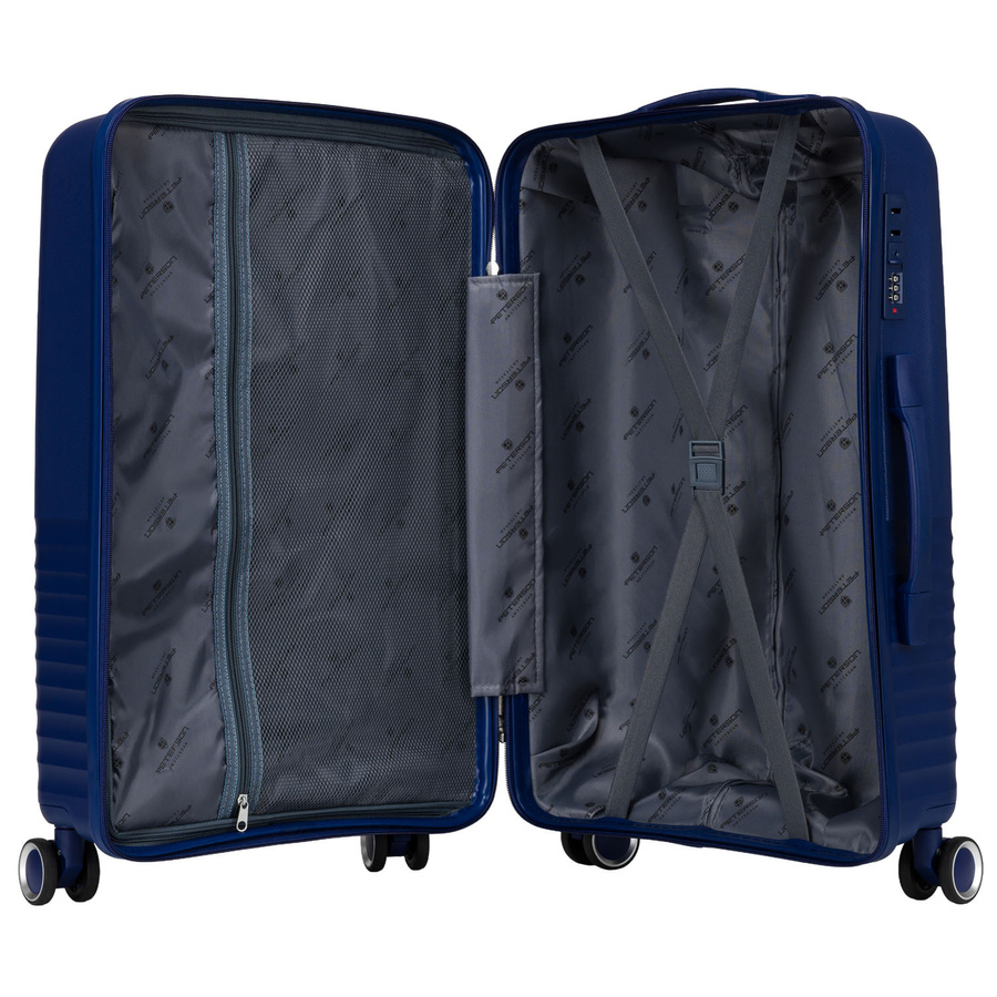 Zestaw walizek podróżnych z tworzywa ABS w granatowym kolorze - Peterson