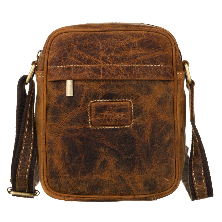 Męska torba na ramię z naturalnej skóry vintage - Peterson