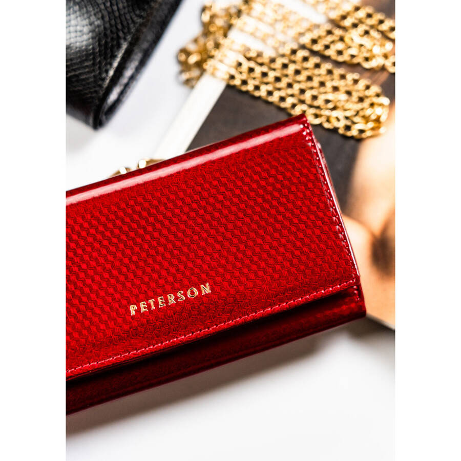 Portfel damski z wieloma przegródkami czerwony - Peterson