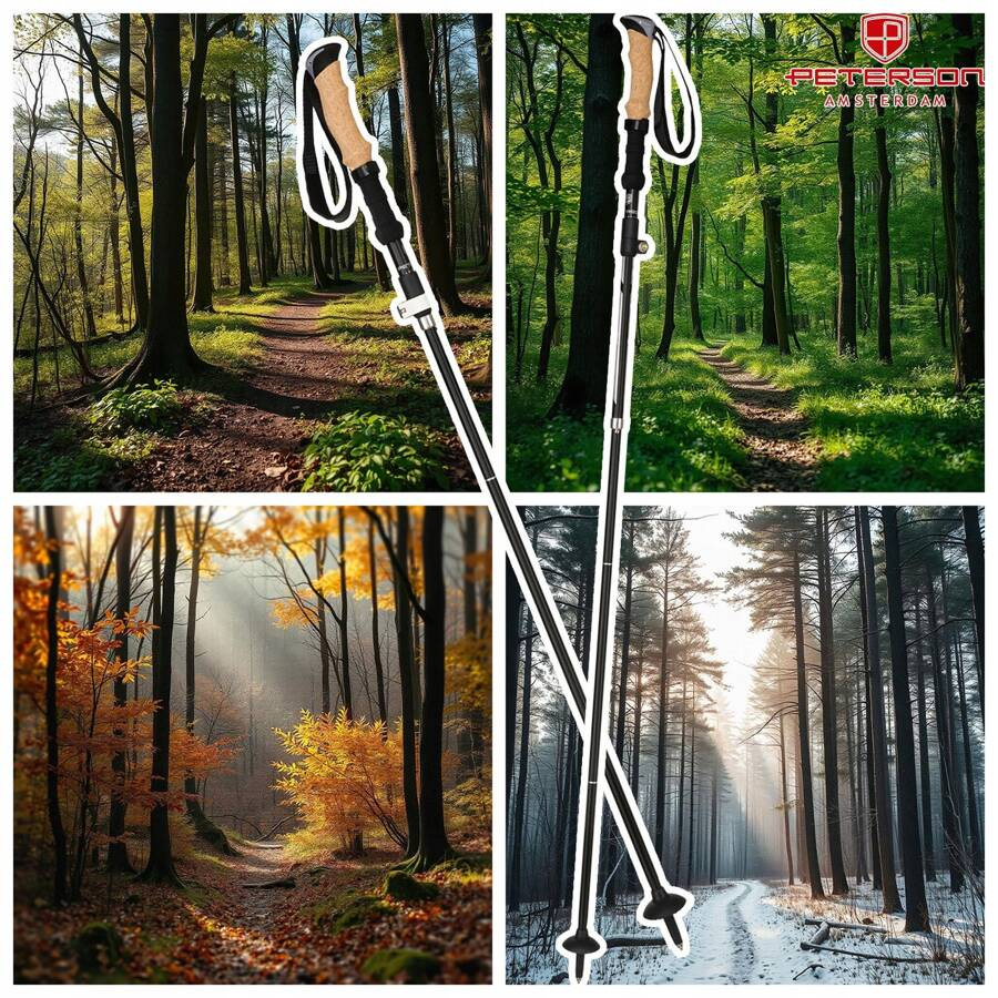 Kompaktowo składane kijki trekkingowe z korkowymi uchwytami  - Peterson