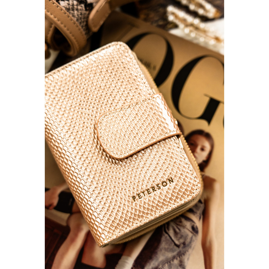 Złoty portfel damski na prezent z RFID - Peterson