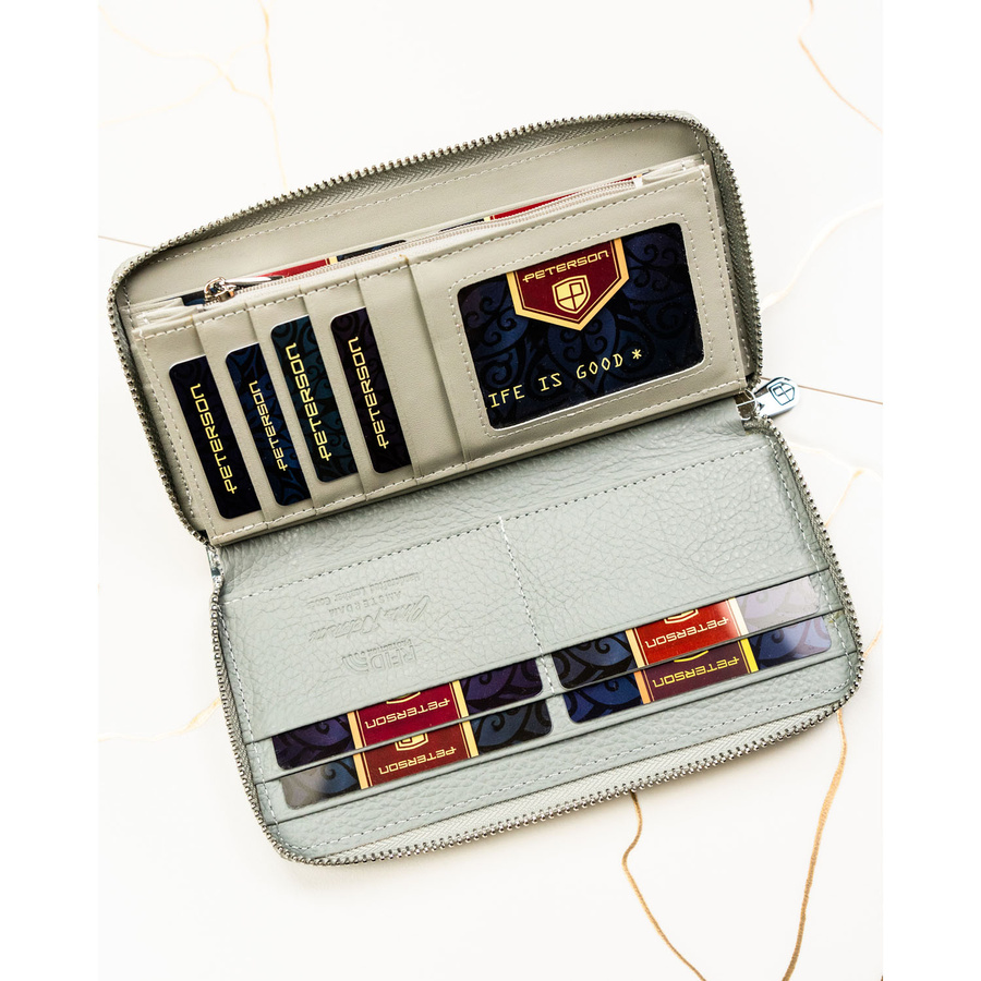 Portfel damski w typie piórnika w kwiaty zamykany suwakiem - Peterson