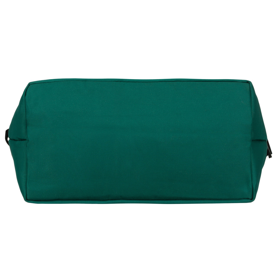 Duża, ciemnozielona shopperka damska z poliestru, zawieszona na uchwytach i doczepianym pasku - Peterson