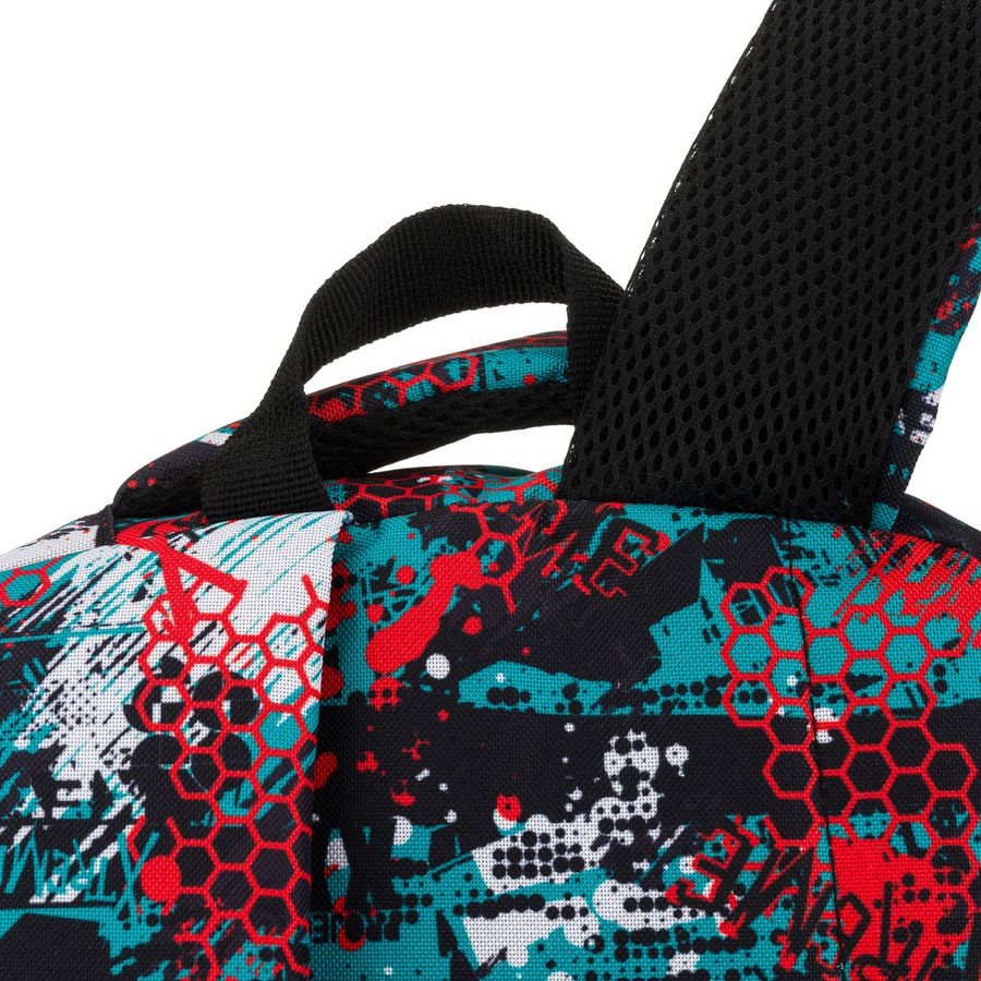 Dwukomorowy plecak szkolny odszyty z poliestru w oryginalny wzór - Peterson