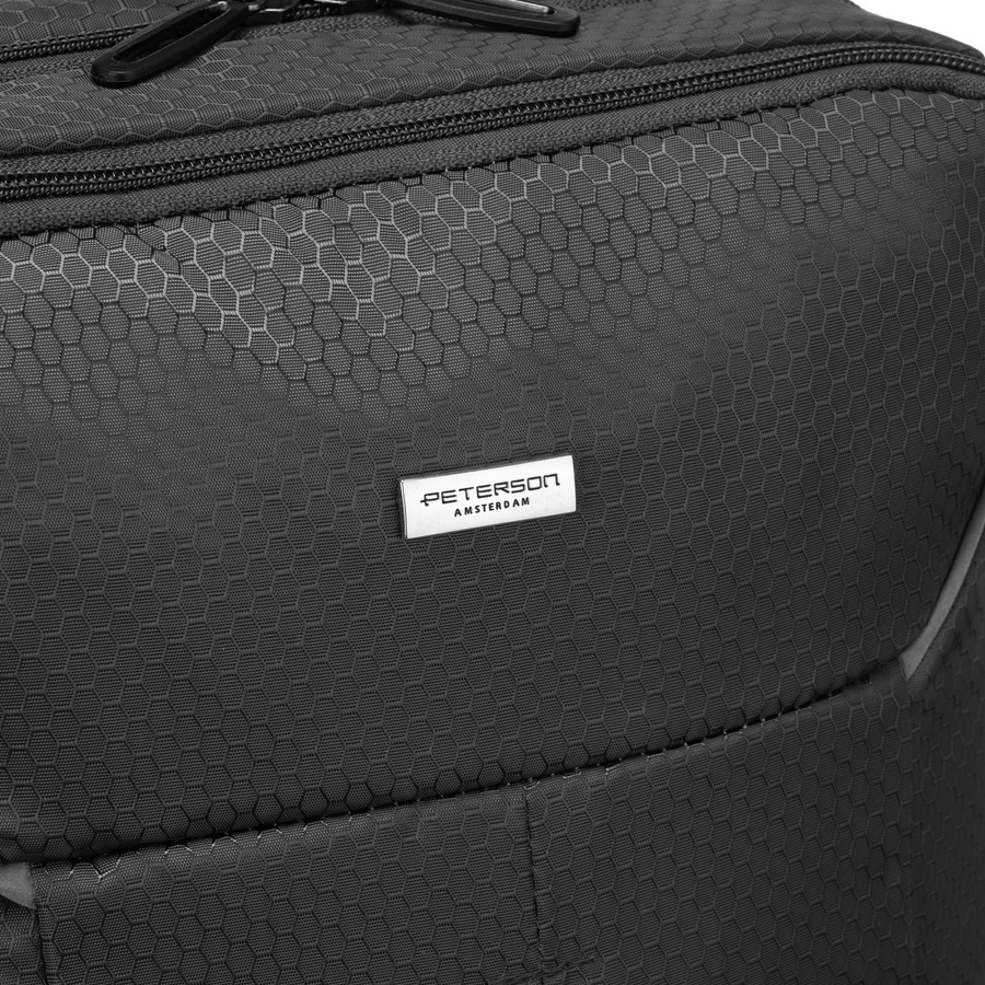 Szary, podróżny plecak z poliestru zawieszony na regulowanych szelkach - Peterson