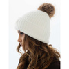 Ciepła biała czapka damska z futerkiem – Peterson