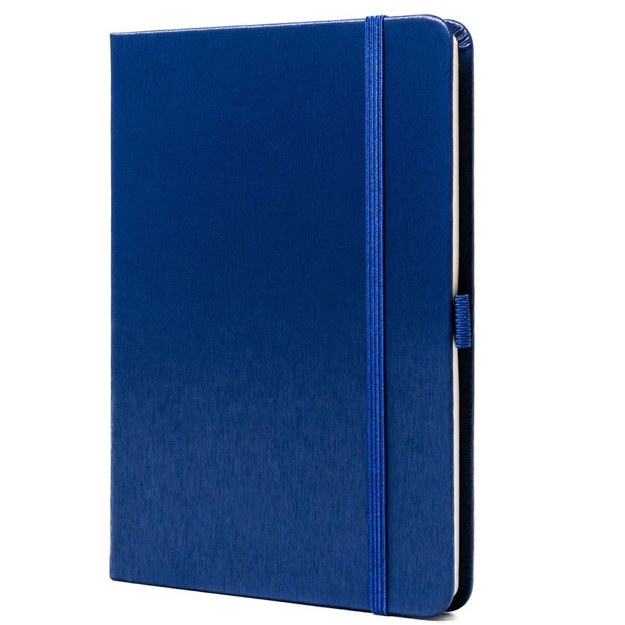Granatowy notes w formacie B6 zadrukowany w linie, wyposażony w gumkę zamykającą - Peterson