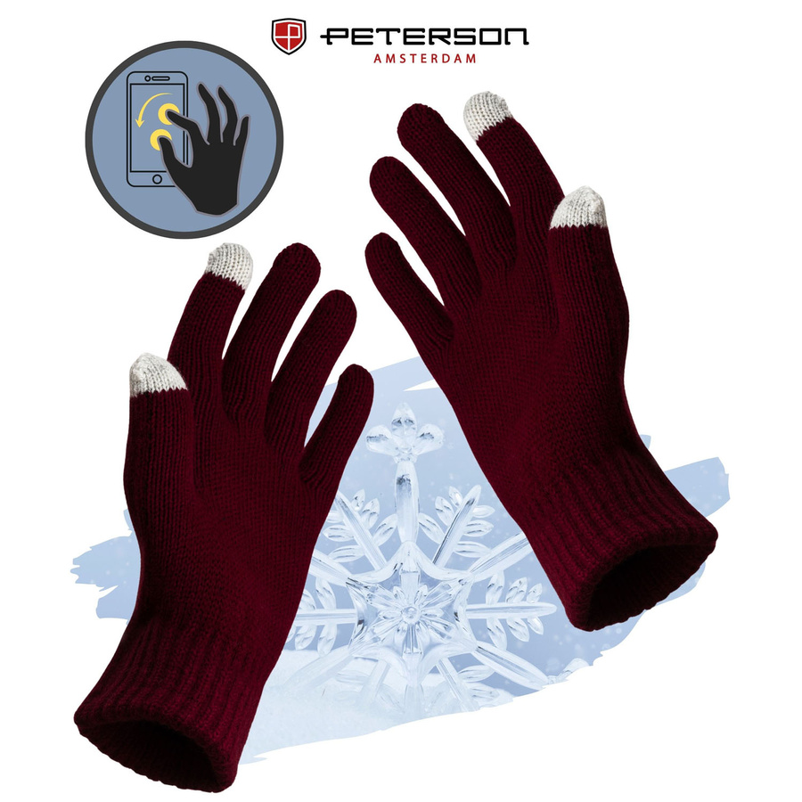 Zestaw: czapka, rękawiczki i szalik w bordowym kolorze - Peterson