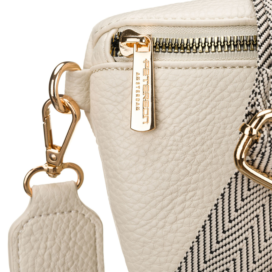 Jasnobeżowa nerka damska ze skóry ekologicznej zamykana suwakiem - Peterson