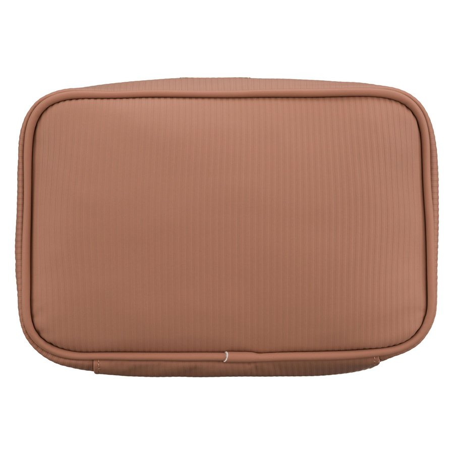 Praktyczna kosmetyczka z tkaniny syntetycznej w beżowym kolorze, jednokomorowa - Peterson