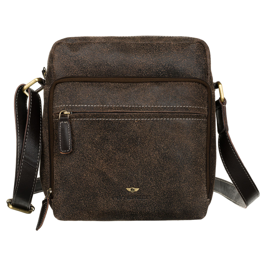 Miejska torba męska ze skóry naturalnej w brązowym kolorze - Peterson