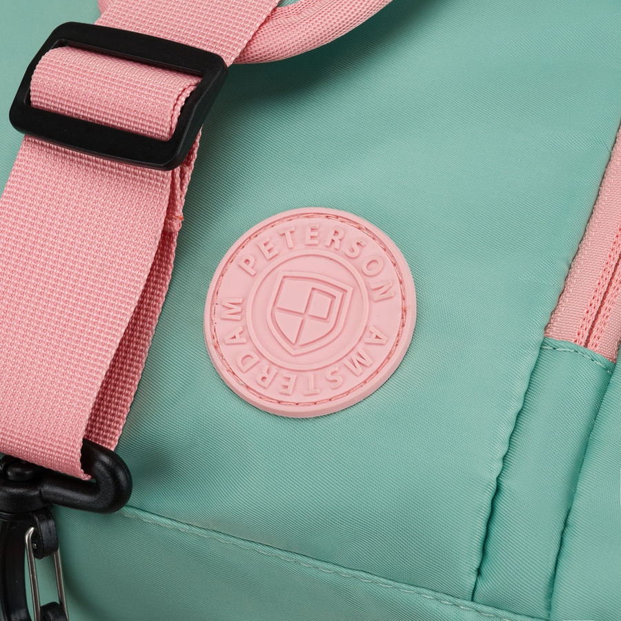 Miętowo-różowa, weekendowa torba podróżna z komorą termiczną na obuwie - Peterson