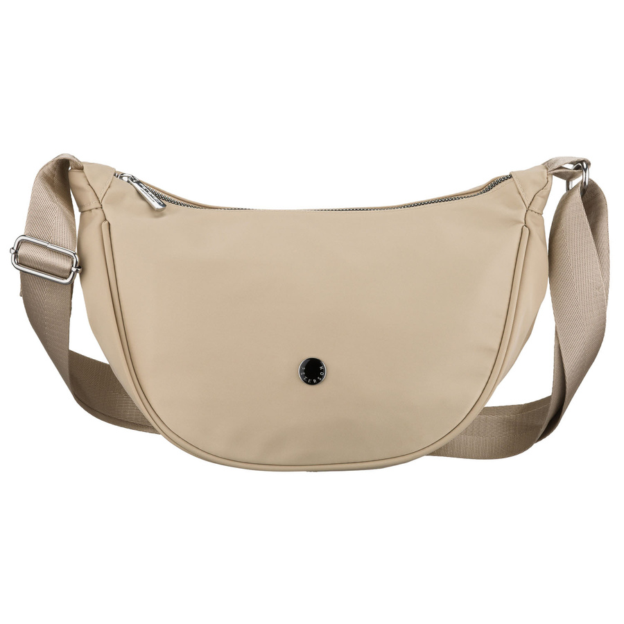 Listonoszka damska z poliestru w kolorze beżowym, jednokomorowa z zewnętrzną kieszonką - Peterson