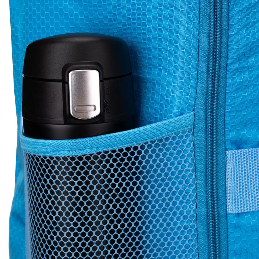 Podróżny plecak z poliestru w niebieskim kolorze wyposażony w oddychające szelki - Peterson