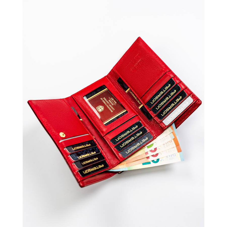 Portfel damski z wieloma przegródkami czerwony - Peterson
