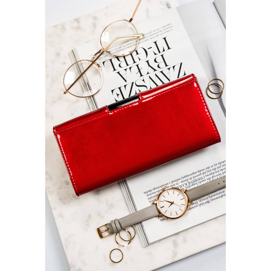 Elegancki portfel damski czerwony z ochroną RFID - Peterson