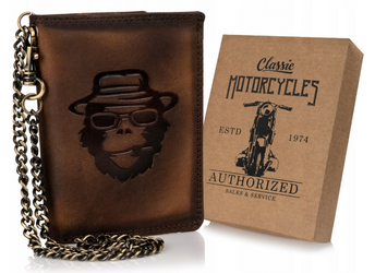 Duży, skórzany portfel męski z łańcuszkiem