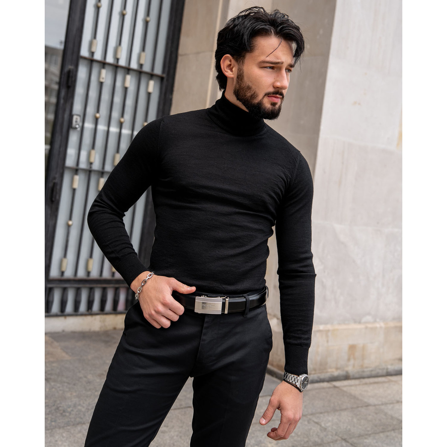 Pasek męski z klamrą automatyczną wykonany ze skóry naturalnej - Peterson