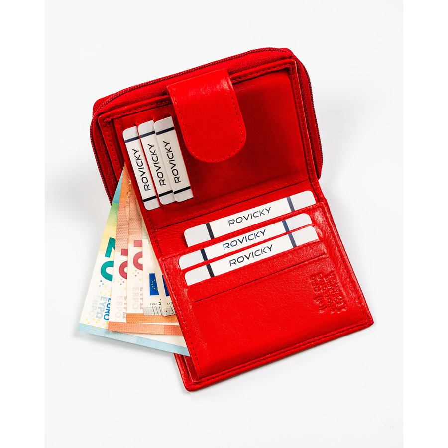 Mały portfel w czerwonym kolorze zamykany na zatrzask - Rovicky