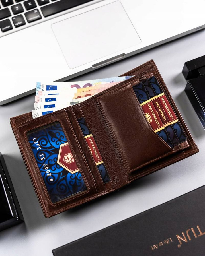 Elegancki, duży portfel męski ze skóry naturalnej - Peterson