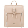 Beżowy, niewielki plecak damski ze skóry ekologicznej wyposażony w nóżki ochronne - Rovicky