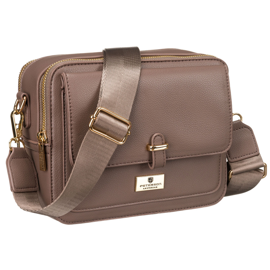 Brązowa listonoszka damska wykonana ze skóry ekologicznej - Peterson