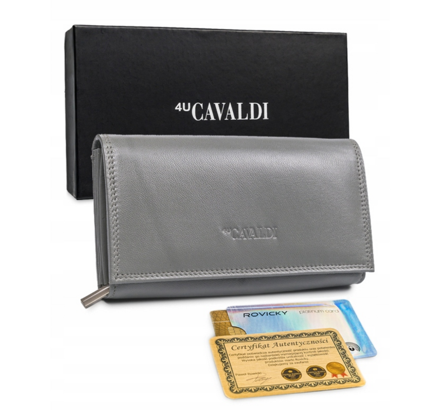 Duży, skórzany portfel damski na zatrzask - 4U Cavaldi