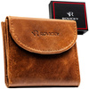 Mały i cienki, skórzany portfel męski w brązowym kolorze zamykany zatrzaskiem - Rovicky