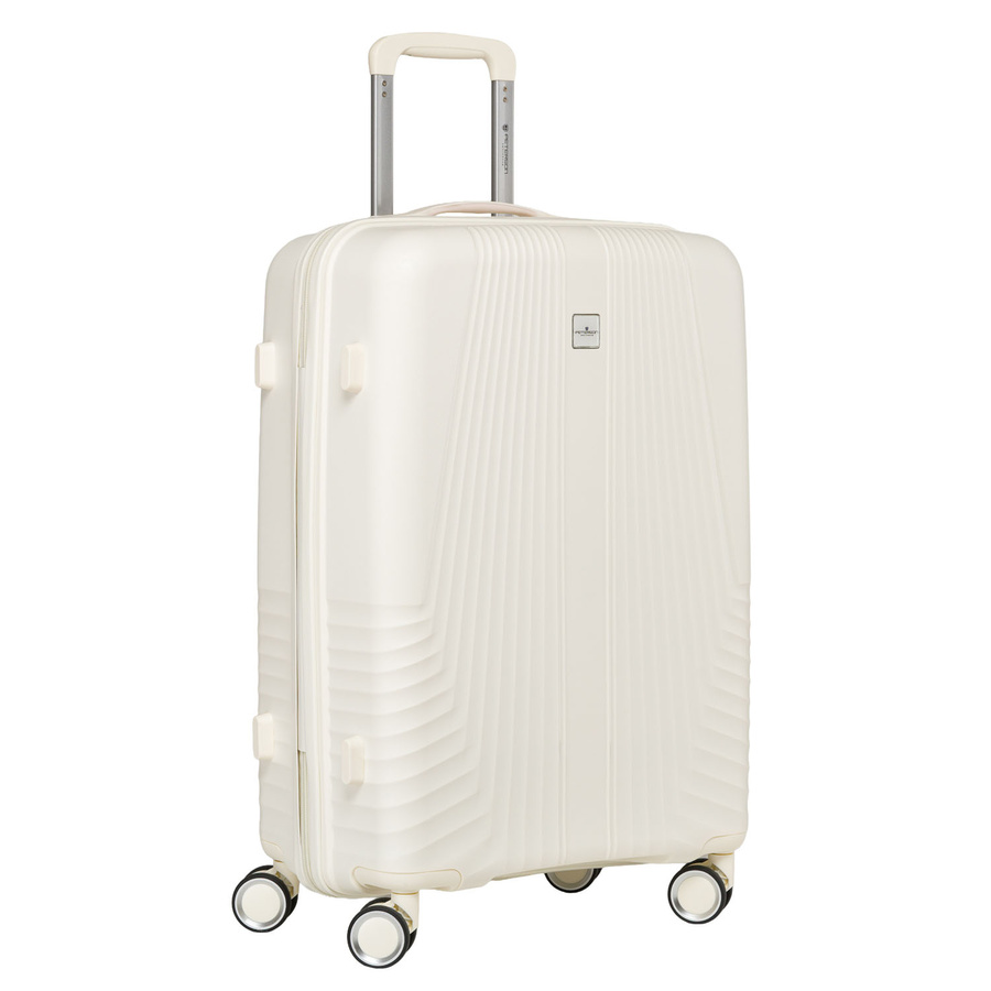 Duża walizka podróżna w beżowym kolorze z wodoodporną skorupą - Peterson