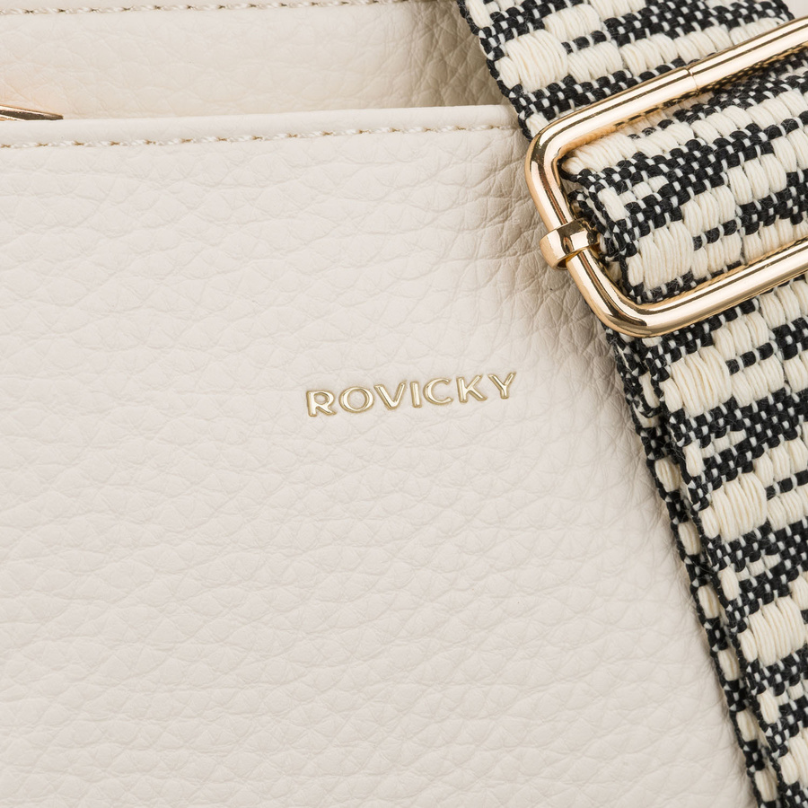 Listonoszka damska ze skóry ekologicznej w białym kolorze zawieszona na regulowanym pasku - Rovicky
