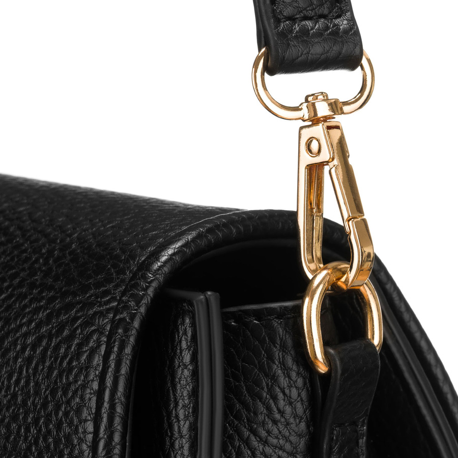 Klasyczna listonoszka damska ze skóry ekologicznej w czarnym kolorze - Peterson