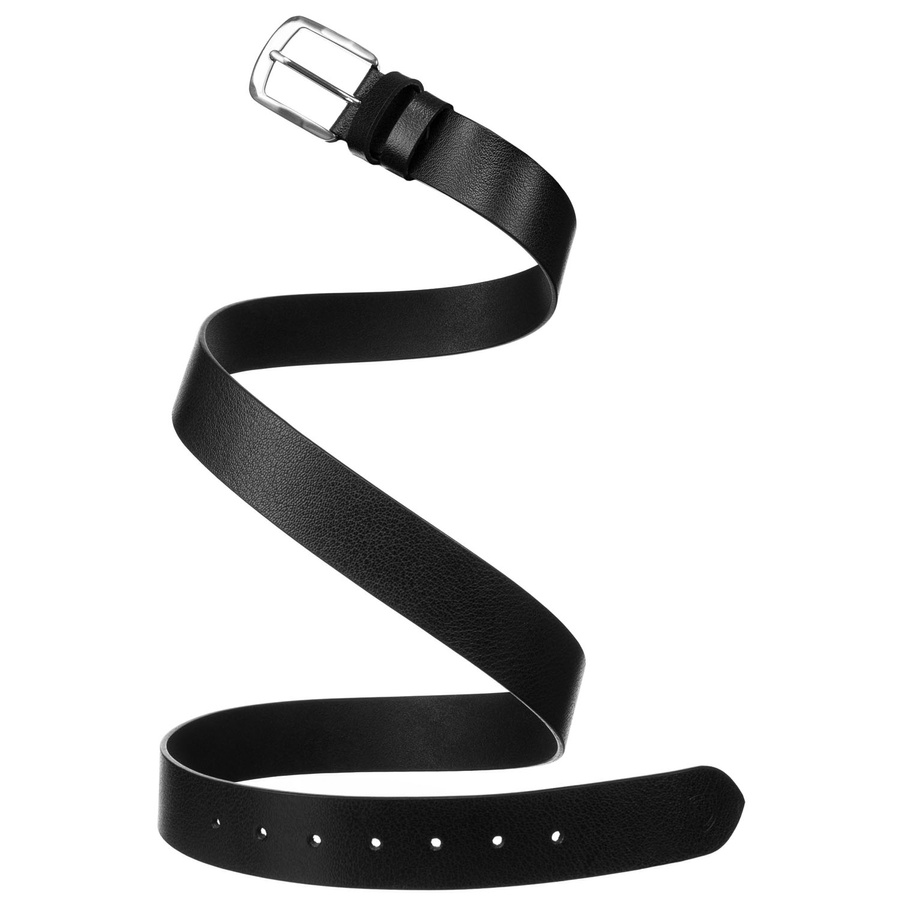 Skórzany pasek męski w czarnym kolorze z klasyczną klamrą - Peterson