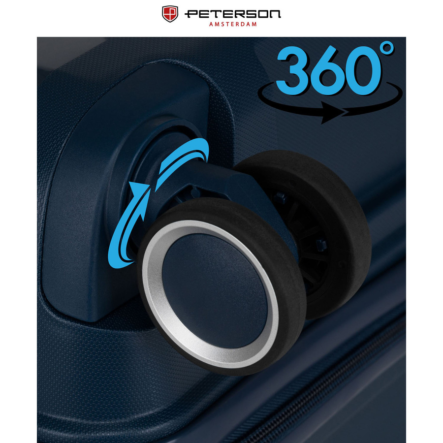 Granatowa, mała walizka kabinowa z polipropylenu - Peterson