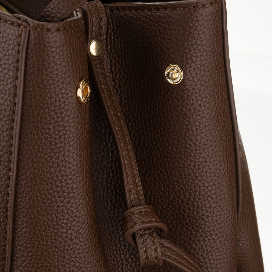 Brązowa shopperka damska wykonana ze skóry ekologicznej z praktycznym etui w zestawie - Peterson