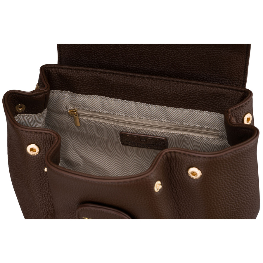 Brązowa listonoszka damska ze skóry ekologicznej zamykana na klips magnetyczny - Peterson