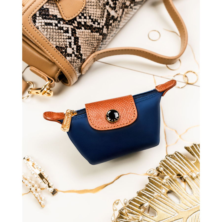 Granatowe etui na klucze z poliestru i skóry ekologicznej - Peterson