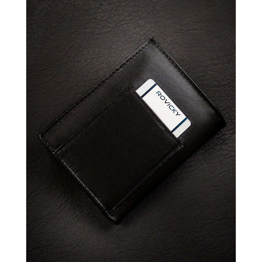 Klasyczny, pionowy portfel męski ze skóry naturalnej w czarnym kolorze - 4U Cavaldi