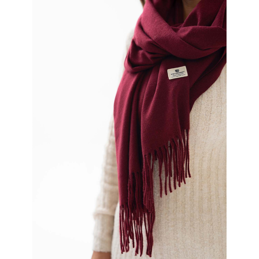Bordowy szalik na zimę z ciepłej tkaniny - Peterson