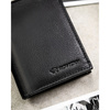 Cienki, pionowy portfel męski ze skóry naturalnej w czarnym kolorze - Rovicky