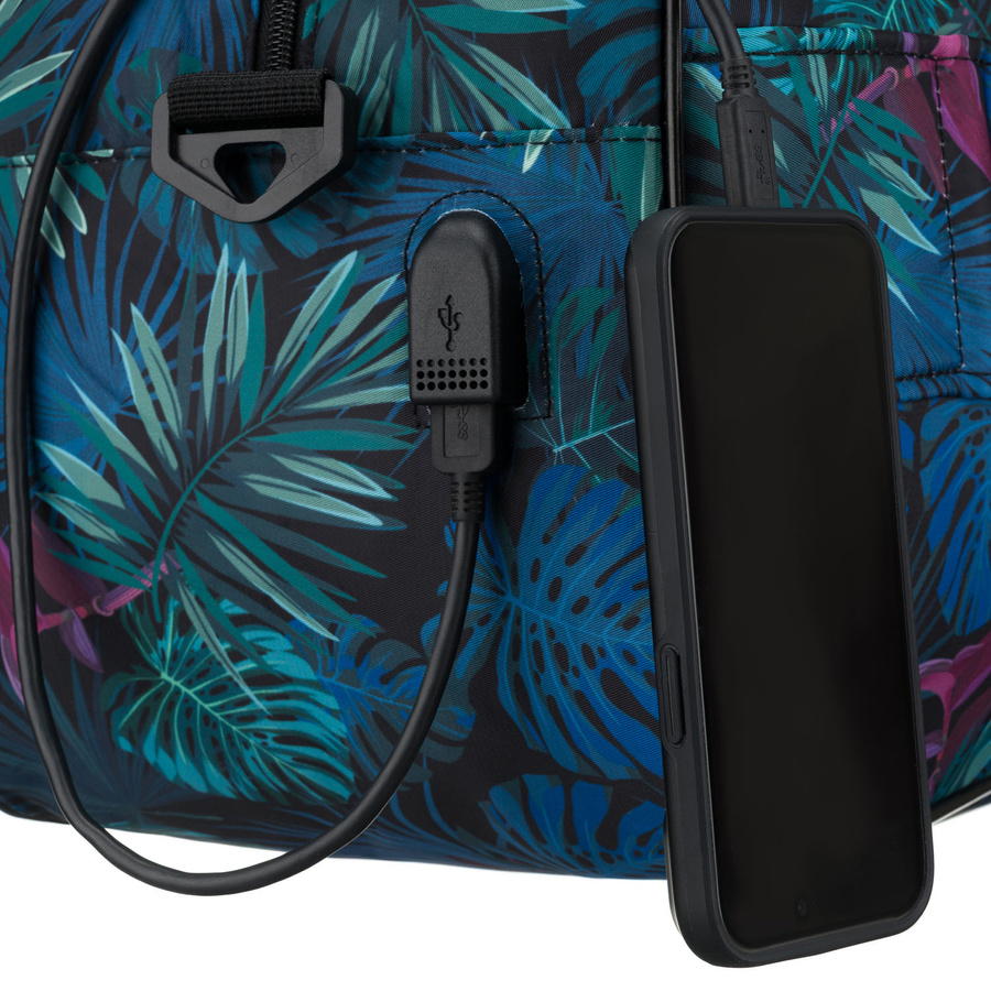 Torba podróżna wyposażona w dopinany pasek i zewnętrzną kieszeń zapinaną suwakiem - Rovicky