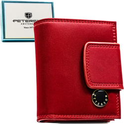 Czerwony portfel damski ze skóry naturalnej i ekologicznej z systemem RFID - Peterson