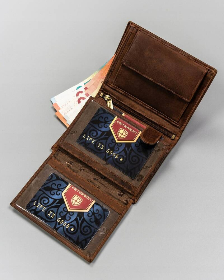 Duży, skórzany portfel męski w orientacji pionowej - Peterson