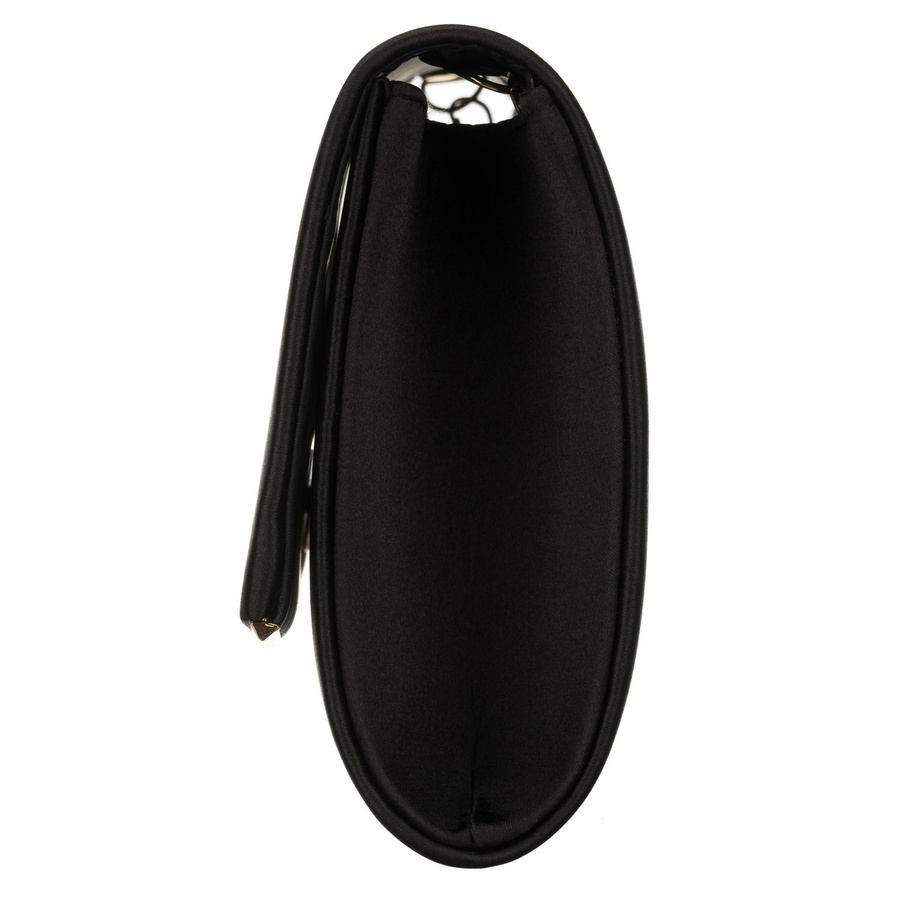 Czarna, wizytowa torebka damska wykonana z tkaniny syntetycznej z wewnętrzną kieszonką - Rovicky