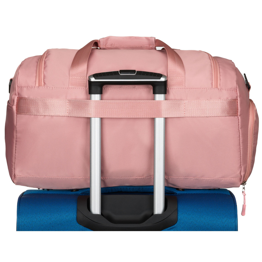 Różowa torba weekendowo-podróżna z komorą boczną na buty - Peterson