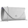 Brokatowa kopertówka damska wykonana z tkaniny syntetycznej w srebrnym kolorze - Rovicky